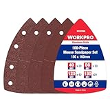 WORKPRO 100 Stück Schleifpapier Dreieckschleifer, Klett Schleifblätter Delta 105 x 152mm Set für Multischleifer, Dreieckschleifer, Körnung 40,80,120,180 zum Schleifen Polieren Entlacken von Holz