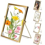 agctrler Metall Fotorahmen mit Glas 15 X 20 cm, Glasbilderrahmen Glasrahmen für Gepresste Blumen, Gold Doppelglas Bilderrahmen für Foto für Festival, Hochzeit, Home Decoration