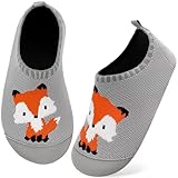 Kyopp Hausschuhe Kinder Junge Mädchen Pantoffeln Atmungsaktive Rutschfest Weich Barfussschuhe für Lauflernschuhe Kleinkinder Schuhe Kindergarten Unisex (Fuchs 26/27EU)
