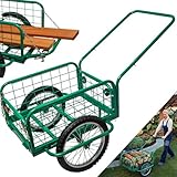 STREND PRO Bollerwagen | Handwagen | Metall | klappbare Seiten | bis 100KG | Große Räder, Metallkonstruktion | Transportwagen für Garten & Transport | Holzhandwagend, Gartenwagen | Victor