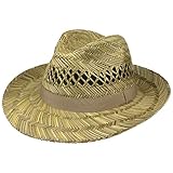 Lipodo Classic Fedora Strohhut - Sommerhut Made in Italy - Bogarthut mit Ripsbandgarnitur - Hut aus Stroh - Sonnenhut Frühjahr/Sommer Natur L (58-59 cm)