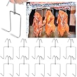 Teenyyou 10 Stück Fleischhaken, Edelstahl-Räucherhaken, Fleischaufhänger für Outdoor-Kochen, Aufhängen, Trocknen, Grillen, Wurst, Huhn, Rindfleisch, Haken-Werkzeug