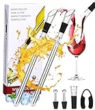 Toaren Weinkühler Set,8-in-1 Premium Wein Zubehör,Edelstahl Weinkühlstab,Weinflaschenkühler,Weinkühler Stab Weinkühlstab aus Edelstahl mit Dekanter,Ausgießer,Hochwertiges Weißwein&Rotwein Geschenkset