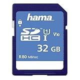 Hama Speicherkarte SDHC 32GB (SD-3.01-Standard, 80 MB/s, Class 10, Datensicherheit dank mechanischem Schreibschutz, Beschriftungsfeld)