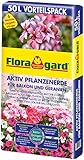 Floragard Aktiv Pflanzenerde für Balkon und Geranien 50 Liter - mit 6 Monate Langzeitdünger