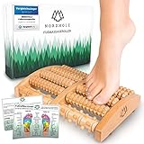 NORDHOLZ® Fußmassageroller Holz zur Stressreduzierung und Entspannung durch Triggerpunkt-Therapie - Fußmassage für Zuhause & Büro - Fußroller Holz zur Vorbeugung & Linderung von Schmerzen