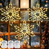 Quntis LED Weihnachtsstern Beleuchtung, faltbar XXL 50cm Weihnachtsfenster Stern Weihnachtsvorhang Lichter mit 70 warmweißen LEDs batteriebetrieben für Weihnachten Outdoor Schlafzimmer Fenster Deko
