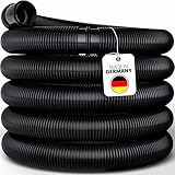 poolomio Poolschlauch 38mm / 50m Rolle Schwarz | Flexibler Solarschlauch für Poolpumpe, Poolheizung & Solarmatte | Druckstabiler 1 1/2 Zoll Pumpenschlauch UV-Beständig | Saugschlauch Made in Germany