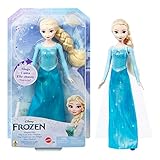 Mattel Disney Frozen Die Eiskönigin Spielzeug,Singende ELSA Puppe in charakteristischer Kleidung,singt Lass jetzt los aus dem Disney-Film Die Eiskönigin, Geschenke für Kinder, Deutsche Version HMG32