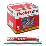 fischer DUOPOWER 6 x 50 S, Universaldübel mit Sicherheitsschraube, 2-Komponenten-Dübel, Kunststoffdübel zur Befestigung in Beton, Ziegeln, Stein, Gipskarton uvm., 50 Dübel + 50 Schrauben