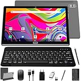 KADYBE 2024 Neueste Android 13 Tablet 10 Zoll,2-in-1 Tablet Mit 2 SIM Slots 1 SD, 64GB ROM TF 512GB,Octa-Core,Tablets PC mit Tastatur Maus Schutzhülle,1080 LCD,5MP+13MP,WiFi GPS OTG-Typ C(Grau)