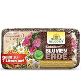 Neudorff KokoHum BlumenErde – Praktische Brikett-Erde erspart schweres Schleppen und ist ideal für kräftiges Wurzelwachstum, 7 Liter, Braun