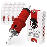 WARRIOR Red Professionelle Tattoo-Nadeln, sterilisiert mit Eo-Gas, Tattoo-Nadelkartusche, runder Shader, 20 Stück, Chirurgenstahl, Einweg-Permanent-Make-up (0.30mm-1007RS)