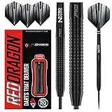 RED DRAGON Razor Edge Black 24 Gramm Dartpfeile Tungsten Profi Steel Darts mit Flights und Schäfte