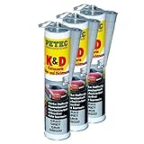 3x PETEC K&D Karosserie Klebe- und Dichtmasse Klebemasse Dichtmasse Karosseriekleber Klebstoff Kleber Kartusche 310ml grau