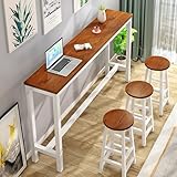 Industrieller Frühstücksbartisch - Stabiler Metallrahmen Esstisch Platzsparend Hohe Kaffeeheke für Küche Restaurant Garten & Terrasse (Teak 180cm)