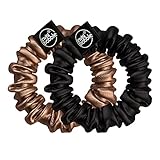 invisibobble Sprunchie Slim Schwarz Gold I 2x Stoff Haargummis gold schwarz für Mädchen & Damen I kein verknoten, starker Halt, haarschonend I Scrunchie Haargummi designed im Herzen Münchens