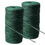 2 Rollen Garten Kordel Bastelschnur, 2×100m Grüne Natur Schnur Natürliche Fäden für Weihnachtsdeko Gartenarbeit Floristik DIY Bündeln Dekoration