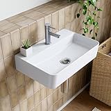 HOROW Waschbecken Wandmontage Keramik Weiß,...