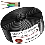 MAS Premium Erdkabel Stromkabel von 5m bis 130m NYY-J 3x2,5 mm² Elektrokabel Ring zur Verlegung im Freien, Erdreich (15 m)