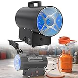 HENGMEI Gasheizstrahler Gasheizgebläse 30KW Gasheizer Bauheizer inkl Verbindungschlauch und Gasdruckregler 700mbar, Fläche: 450m² für Baustellen, belüfteten Lagerräumen, Garagen, Schwarz