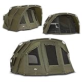 Lucx® Tiger Bivvy 2-3 Mann Angelzelt 2 bis 3 Personen Karpfenzelt Anglerzelt Carp Dome Carp Fishing Tent Campingzelt