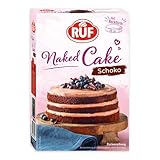 RUF Naked Cake Schoko, Backmischung für eine Schokoladen-Sahnetorte mit Backform, geeignet für Schokokuchen, Geburtstagstorten, Hochzeitstorten, 1 x 300g