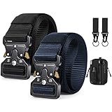 BESTKEE 2er Herren Taktischer Gürtel 1,5-Zoll-Hochleistungsgürtel, Nylon Schnellverschluss-Metallschnalle, Geschenk mit taktischem Molle-Beutel und Haken