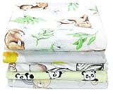 TupTam Baby Mulltücher Moltontücher Flanellwindeln Spucktücher Stoffwindeln Mädchen Jungen 70x80 5er Pack, Farbe: Ente Gelb Grau Bärchen Panda Grün Safari Rehe, Anzahl der Teile:: 5er Pack