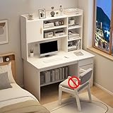 RiouPsithuric Computertisch aus Holz mit Aufsatz und Schubladen, 40-Zoll-Arbeitstisch für zu Hause, stilvolle Home-Office-Möbel, funktionaler Arbeitstisch, platzsparendes Design