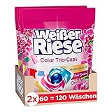 Weißer Riese Color Trio-Caps Aromatherapie Orchidee (120 Waschladungen), Color Waschmittel mit Good Mood-Duft für unwiderstehlich duftende & strahlend saubere Wäsche, 100 % recycelbar