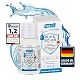 PUR & SICHER *ohne* Chlor 100ml Wasseraufbereiter Trinkwasser – Inaktiviert Keime, Viren, Bakterien | Wohnmobil, Wohnwagen, Camping, Outdoor, Notvorrat, Notfall, Survival, Reisen | für 1000l Wasser