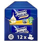 Tempo soft & sensitive Taschentücher Box - Megapack - 12 Boxen , 90 Tücher pro Box - Papiertaschentücher mit Mandelöl und Aloe Vera, waschmaschinenfest