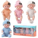 JOAASU Mini Reborn Baby Puppen Set - 3,5 Zoll, 4 Stück, Zubehör Set, Puppenspielzeug für Mädchen, Kleinkinder und Kinder