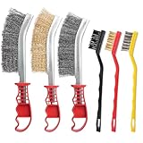 6 Stk Drahtbürsten Set, Handdrahtbürste Set: 2 große Edelstahlbürsten, 1 Messingbürste, 3 Kleine Edelstahl Messing Nylon Drahtbürste, Metallbürsten für Reinigen von Rost, Farbe und Schweißschlacke