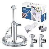 Bidet Handbrause Set SonTiy Toilette Bad Bidet Aufsatz Waschen Duschkopf mit Einstellbarem Druck &Halterung, Schlauch Messing Chrom Bidet Armaturen für WC, Persönliche Hygiene&Windelreinigung