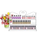 FullBerg Weiß Nagellack Regal mit 3 Metall Ablagen als Wandregal Aufbewahrung für Nagellack oder ätherische Öle Nagellackständer Display Rack Damen