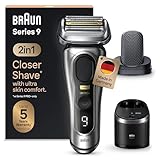 Braun Series 9 Pro+ Rasierer Herren Elektrisch, Elektrorasierer mit 5 Rasierelementen, ProComfort Aufsatz, 2-in-1-System, Reinigungsstation, 60 Min Laufzeit, Made in Germany, 9597cc, Silber