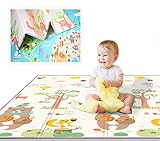 Spielmatte Baby Krabbelmatte Baby 180x200x1,5cm. XXL Spielteppich, faltbar, rutschfest, leicht zu reinigen, beidseitig verwendbar, wasserdicht. Bodenmatte Kinderteppich