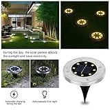 Wilktop 10er im Set Solarleuchten für Garten Solarlampe Garten Lampe Solarleuchte Bodenleuchte Kaltes Weiß mit 8LEDs Licht Bodenstrahler LED Außen Garten IP65 Wasserdicht