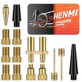 HENMI Fahrradventil Adapter Set, Alle Fahrrad Adapter Französisches Ventil, Autoventil Adapter und Französisches Ventil Adapter mit Sortierbox, Luftpumpe, Ballnadel und Kompressor Ventiladapter