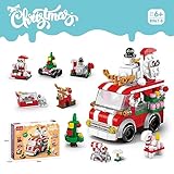 Weihnachten Bausteine, Weihnachtsbaustein Spielzeug für Kinder Klemmbausteine Weihnachtsspielzeuge Weihnachtssets für Kinder Und Erwachsene Geeignet, Szene Mit Einem Weihnachtlichen Dessertwagen