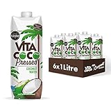 Vita Coco - gepresstes Kokoswasser 6x1L , natürlich hydrierend mit Elektrolyten, glutenfrei, voll mit Vitamin C & Potassium, Kokosgeschmack 6 x 1000ml