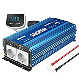 GIANDEL 1000W Wechselrichter Reiner Sinus 12V auf 230V KFZ Spannungswandler Power Inverter mit LCD-Bildschirm-Fernbedienung und 2 USB Anschlüsse für Wohnmobil LKW Auto