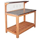 Habau 695 Gartentisch mit verzinkter Arbeitsplatte, Natur 101 x 55 x 117 cm