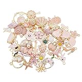 Julie Wang 30PCS Emaille Rosa Charmes Zufällige Mischobst Tierblumen Legierung Anhänger Halskette Ohrringe Schmuckherstellung Zubehör