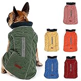 TFENG Reflektierend Hundejacke Brust 54-64cm, Rückenlänge 38cm Hundemantel Warm gepolstert Puffer Weste Welpen Regenmantel mit Fleece (Grün, L)