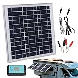 Solar-Set, Ladegerät zur Erhaltung mit langsamem Solarstrom, Ladeset mit Controller für Auto, LKW, Motorrad, Boot, Anhänger, Traktor