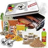 Zite Räucherofen Edelstahl XXL Set mit Zubehör [Tischräucherofen mit Thermometer & Brennpaste] Sofort Einsatzbereit | Fisch-Räucherofen I auch für Fleisch etc. | Räuchermehl & Verschiedene Räucherlake