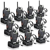 eSynic PMR446 Lizenzfreie Funkgeräte 10er Set Professionelle Wiederaufladbare Walkie Talkie 0,5W mit VOX 16 Kanäle Gegensprechanlage Feste Antenne Akkulaufzeit für Erwachsene BAU Outdoor Gastronomie